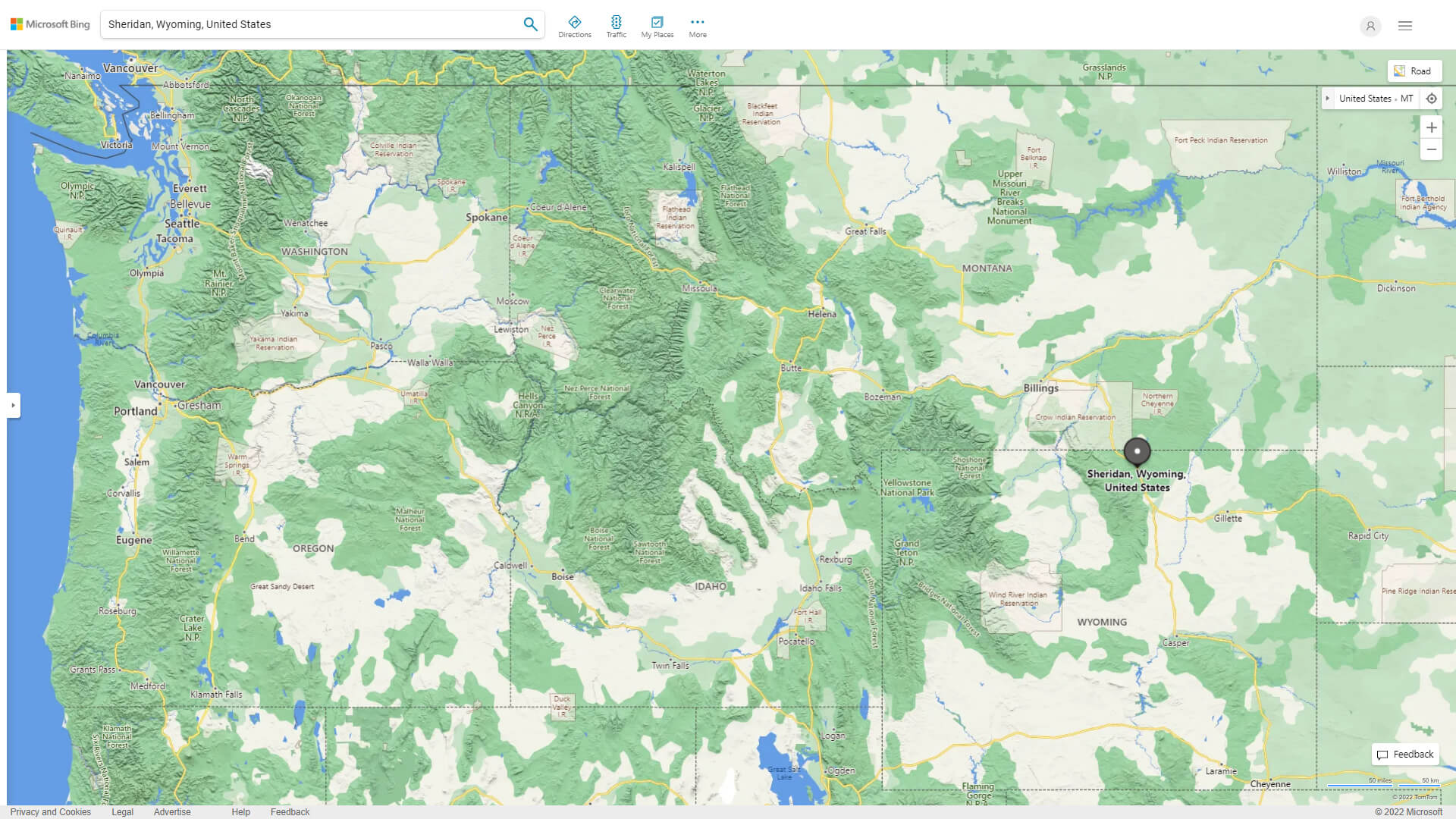 Sheridan Map Wyoming